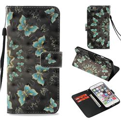 Golden Butterflies 3D Painted Leather Wallet Case for iPhone 6s Plus / 6 Plus 6P(5.5 inch)