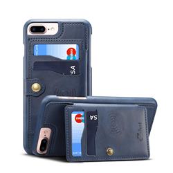 Suteni Retro Classic Zipper Buttons Card Slots Phone Cover for iPhone 6s Plus / 6 Plus 6P(5.5 inch) - Blue