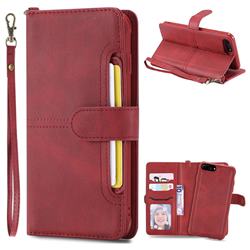 Retro Multi-functional Detachable Leather Wallet Phone Case for iPhone 6s Plus / 6 Plus 6P(5.5 inch) - Red