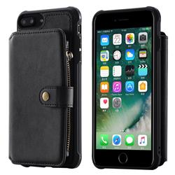 Retro Luxury Multifunction Zipper Leather Phone Back Cover for iPhone 6s Plus / 6 Plus 6P(5.5 inch) - Black