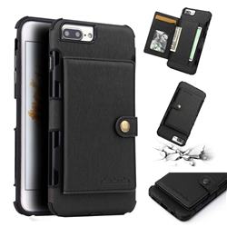 Brush Multi-function Leather Phone Case for iPhone 6s Plus / 6 Plus 6P(5.5 inch) - Black