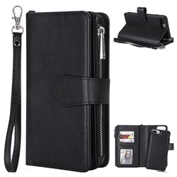 Retro Luxury Multifunction Zipper Leather Phone Wallet for iPhone 6s Plus / 6 Plus 6P(5.5 inch) - Black