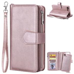 Retro Luxury Multifunction Zipper Leather Phone Wallet for iPhone 6s Plus / 6 Plus 6P(5.5 inch) - Rose Gold