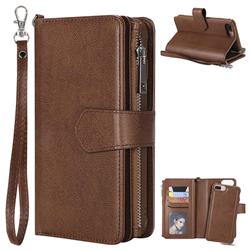 Retro Luxury Multifunction Zipper Leather Phone Wallet for iPhone 6s Plus / 6 Plus 6P(5.5 inch) - Brown