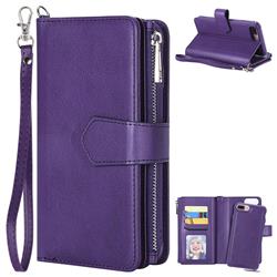 Retro Luxury Multifunction Zipper Leather Phone Wallet for iPhone 6s Plus / 6 Plus 6P(5.5 inch) - Purple