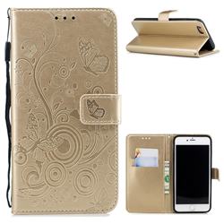 Intricate Embossing Butterfly Circle Leather Wallet Case for iPhone 6s Plus / 6 Plus 6P(5.5 inch) - Champagne