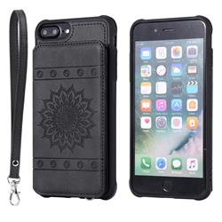 Luxury Embossing Sunflower Multifunction Leather Back Cover for iPhone 6s Plus / 6 Plus 6P(5.5 inch) - Black