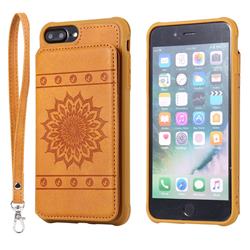 Luxury Embossing Sunflower Multifunction Leather Back Cover for iPhone 6s Plus / 6 Plus 6P(5.5 inch) - Brown
