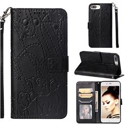 Embossing Fireworks Elephant Leather Wallet Case for iPhone 6s Plus / 6 Plus 6P(5.5 inch) - Black