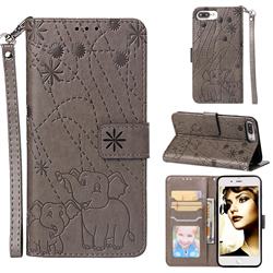 Embossing Fireworks Elephant Leather Wallet Case for iPhone 6s Plus / 6 Plus 6P(5.5 inch) - Gray