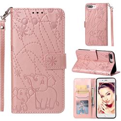 Embossing Fireworks Elephant Leather Wallet Case for iPhone 6s Plus / 6 Plus 6P(5.5 inch) - Rose Gold