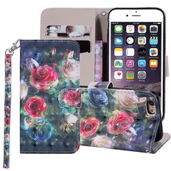 Rose Flower 3D Painted Leather Phone Wallet Case Cover for iPhone 6s Plus / 6 Plus 6P(5.5 inch)