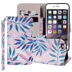 Green Leaf 3D Painted Leather Phone Wallet Case Cover for iPhone 6s Plus / 6 Plus 6P(5.5 inch)