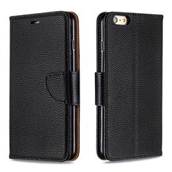 Classic Luxury Litchi Leather Phone Wallet Case for iPhone 6s Plus / 6 Plus 6P(5.5 inch) - Black