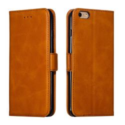 Retro Classic Calf Pattern Leather Wallet Phone Case for iPhone 6s Plus / 6 Plus 6P(5.5 inch) - Yellow