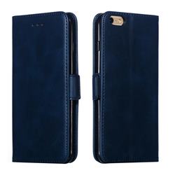 Retro Classic Calf Pattern Leather Wallet Phone Case for iPhone 6s Plus / 6 Plus 6P(5.5 inch) - Blue