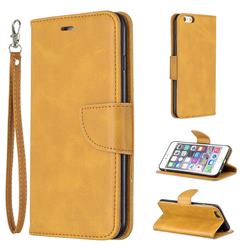 Classic Sheepskin PU Leather Phone Wallet Case for iPhone 6s Plus / 6 Plus 6P(5.5 inch) - Yellow