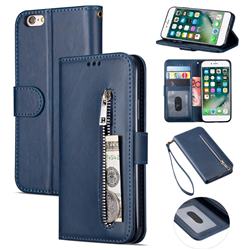 Retro Calfskin Zipper Leather Wallet Case Cover for iPhone 6s Plus / 6 Plus 6P(5.5 inch) - Blue