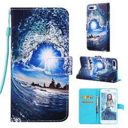 Waves and Sun Matte Leather Wallet Phone Case for iPhone 6s Plus / 6 Plus 6P(5.5 inch)