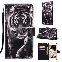 Black and White Tiger Matte Leather Wallet Phone Case for iPhone 6s Plus / 6 Plus 6P(5.5 inch)