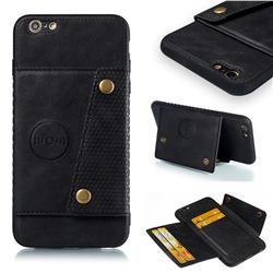 Retro Multifunction Card Slots Stand Leather Coated Phone Back Cover for iPhone 6s Plus / 6 Plus 6P(5.5 inch) - Black