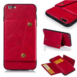 Retro Multifunction Card Slots Stand Leather Coated Phone Back Cover for iPhone 6s Plus / 6 Plus 6P(5.5 inch) - Red