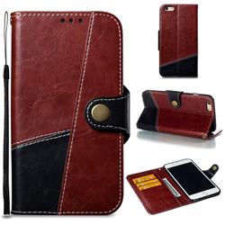 Retro Magnetic Stitching Wallet Flip Cover for iPhone 6s Plus / 6 Plus 6P(5.5 inch) - Dark Red