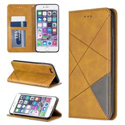 Prismatic Slim Magnetic Sucking Stitching Wallet Flip Cover for iPhone 6s Plus / 6 Plus 6P(5.5 inch) - Yellow