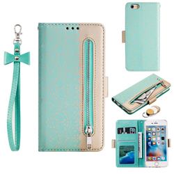 Luxury Lace Zipper Stitching Leather Phone Wallet Case for iPhone 6s Plus / 6 Plus 6P(5.5 inch) - Green