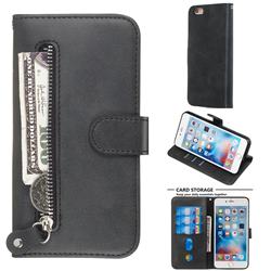 Retro Luxury Zipper Leather Phone Wallet Case for iPhone 6s Plus / 6 Plus 6P(5.5 inch) - Black