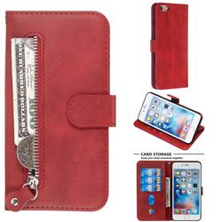 Retro Luxury Zipper Leather Phone Wallet Case for iPhone 6s Plus / 6 Plus 6P(5.5 inch) - Red