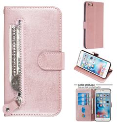 Retro Luxury Zipper Leather Phone Wallet Case for iPhone 6s Plus / 6 Plus 6P(5.5 inch) - Pink