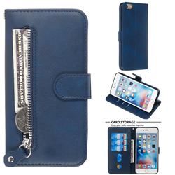 Retro Luxury Zipper Leather Phone Wallet Case for iPhone 6s Plus / 6 Plus 6P(5.5 inch) - Blue