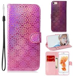 Laser Circle Shining Leather Wallet Phone Case for iPhone 6s Plus / 6 Plus 6P(5.5 inch) - Pink