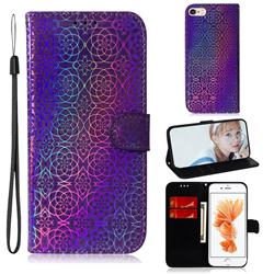 Laser Circle Shining Leather Wallet Phone Case for iPhone 6s Plus / 6 Plus 6P(5.5 inch) - Purple