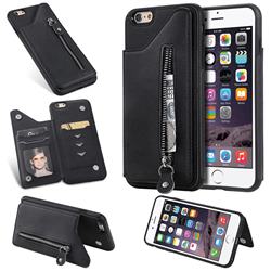 Retro Buckle Zipper Anti-fall Leather Phone Back Cover for iPhone 6s Plus / 6 Plus 6P(5.5 inch) - Black