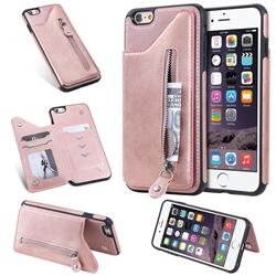 Retro Buckle Zipper Anti-fall Leather Phone Back Cover for iPhone 6s Plus / 6 Plus 6P(5.5 inch) - Pink
