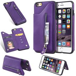 Retro Buckle Zipper Anti-fall Leather Phone Back Cover for iPhone 6s Plus / 6 Plus 6P(5.5 inch) - Purple