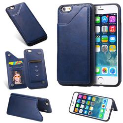Luxury Multifunction Magnetic Card Slots Stand Calf Leather Phone Back Cover for iPhone 6s Plus / 6 Plus 6P(5.5 inch) - Blue