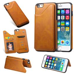 Luxury Multifunction Magnetic Card Slots Stand Calf Leather Phone Back Cover for iPhone 6s Plus / 6 Plus 6P(5.5 inch) - Brown
