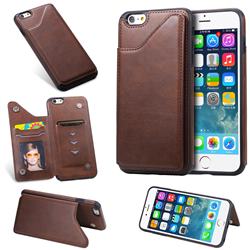 Luxury Multifunction Magnetic Card Slots Stand Calf Leather Phone Back Cover for iPhone 6s Plus / 6 Plus 6P(5.5 inch) - Coffee