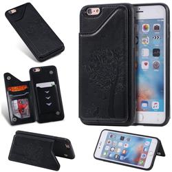 Luxury R61 Tree Cat Magnetic Stand Card Leather Phone Case for iPhone 6s Plus / 6 Plus 6P(5.5 inch) - Black