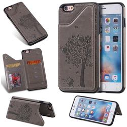 Luxury R61 Tree Cat Magnetic Stand Card Leather Phone Case for iPhone 6s Plus / 6 Plus 6P(5.5 inch) - Gray