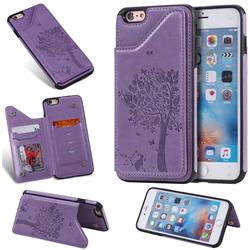 Luxury R61 Tree Cat Magnetic Stand Card Leather Phone Case for iPhone 6s Plus / 6 Plus 6P(5.5 inch) - Purple