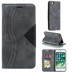 Retro S Streak Magnetic Leather Wallet Phone Case for iPhone 6s Plus / 6 Plus 6P(5.5 inch) - Gray