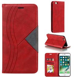 Retro S Streak Magnetic Leather Wallet Phone Case for iPhone 6s Plus / 6 Plus 6P(5.5 inch) - Red