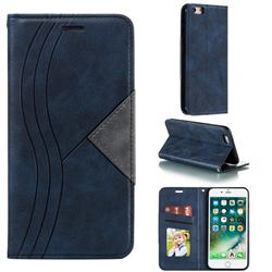 Retro S Streak Magnetic Leather Wallet Phone Case for iPhone 6s Plus / 6 Plus 6P(5.5 inch) - Blue