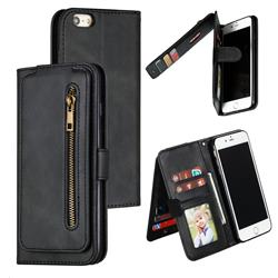 Multifunction 9 Cards Leather Zipper Wallet Phone Case for iPhone 6s Plus / 6 Plus 6P(5.5 inch) - Black