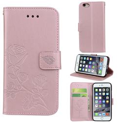 Embossing Rose Flower Leather Wallet Case for iPhone 6s Plus / 6 Plus 6P(5.5 inch) - Rose Gold