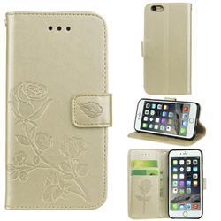 Embossing Rose Flower Leather Wallet Case for iPhone 6s Plus / 6 Plus 6P(5.5 inch) - Golden